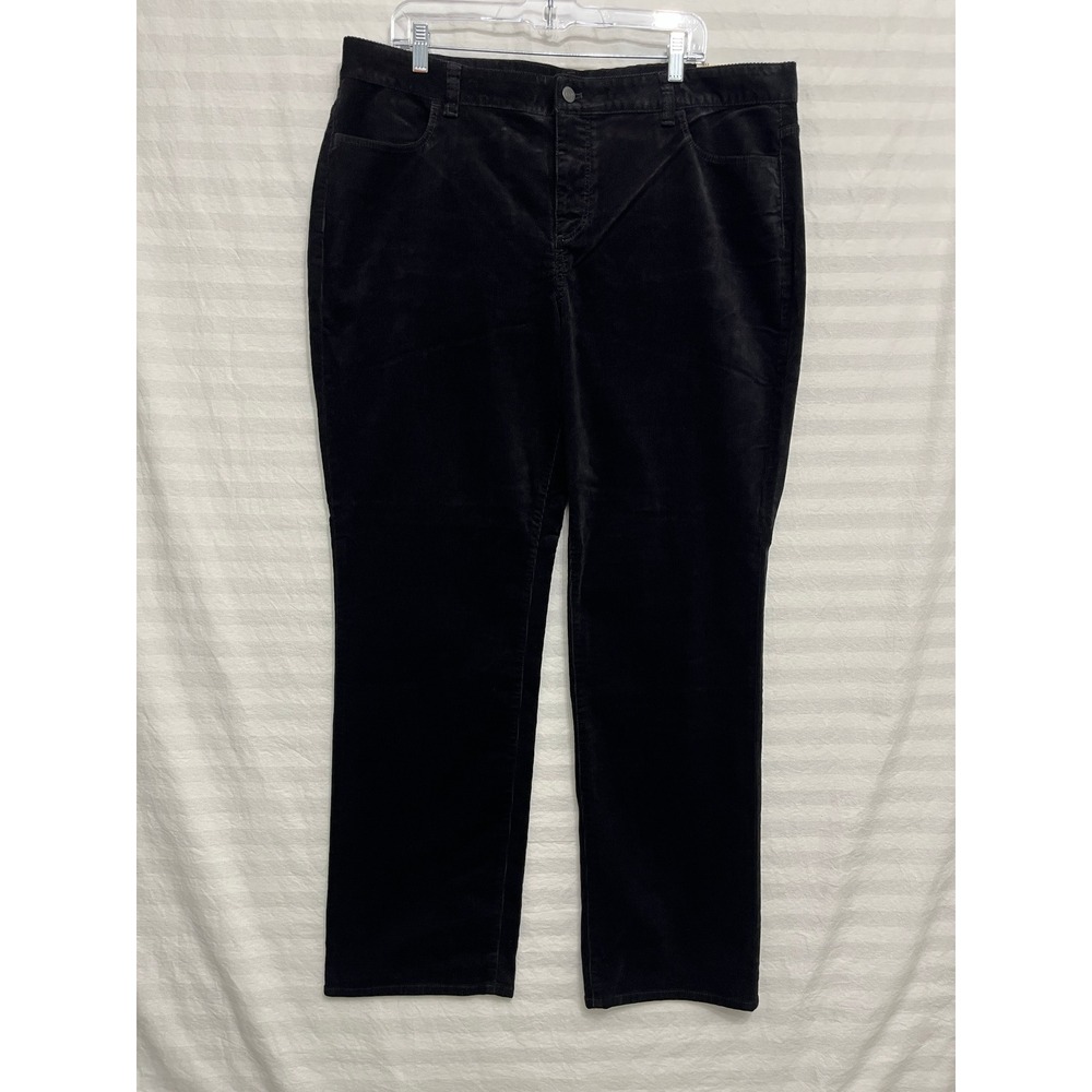 New Talbots Corduroy Pants size 20 Black Signature Straight Leg Stretch Preppy